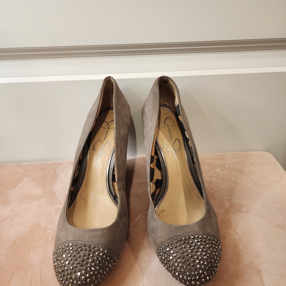 Elegant Studded Gray Heels